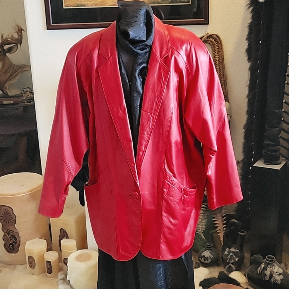 Nwot Chia Red Leather Coat
